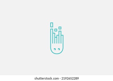 Ilustración vectorial gráfico de divertida línea de arte gota de agua con ojo. Bueno para el logotipo