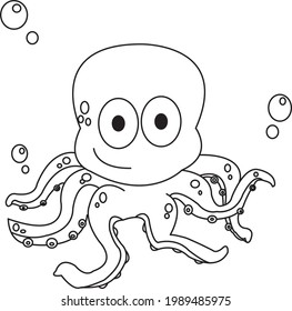 illustration vector graphic of funny Octopus. perfect for drawing coloring book, etc. 