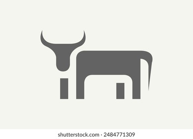 Illustration vector graphic of funny simple bull silhouette. Good for logo