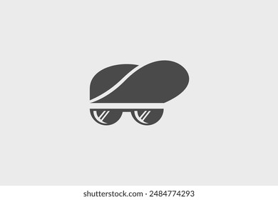 Illustration vector graphic of funny simple people with hat and sunglasess silhouette. Good for logo