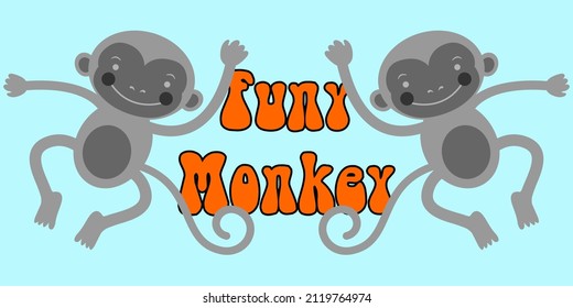 Illustration vector graphic of Funy Monkey. Cute cartoon monkey character. Good for kids.