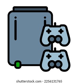 Ilustración Vector Gráfico de juego, consola, icono de estación de reproducción. Caricatura.