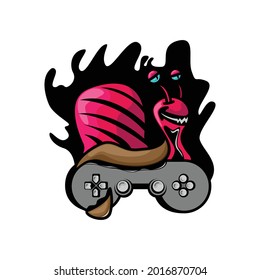 Illustration vector graphic of gamer snail design.very suitable for t-shirt design images, mascot logos, brand identity logos, backgrounds, stickers, etc.