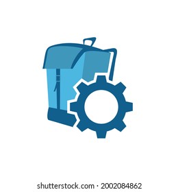 Gráfico vectorial de ilustración del logotipo de la mochila de engranajes. Perfecto para la compañía tecnológica