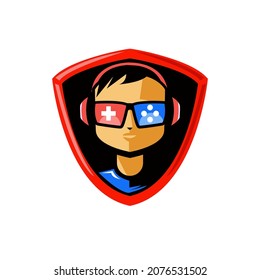 illustration vector graphic of geek gamer. Geek gamer premium vector.Gamer Logo