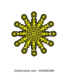 Vektorillustration des Geometrischen Mandala Designs. Rund Ornament in 3D auf weißem Hintergrund.  geeignet für Logo, Symbol oder Symbol usw.