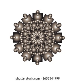 ilustración vectorial de diseño de Mandala geométrica. Ornamento redondo en 3D sobre fondo blanco. para el logotipo, icono o símbolo, etc