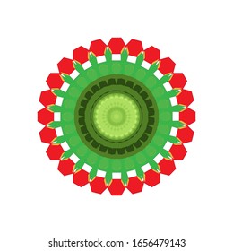 Vektorillustration des Geometrischen Mandala Designs.  Mandala Blumendekoration.  geeignet für Logo, Symbol oder Symbol usw.