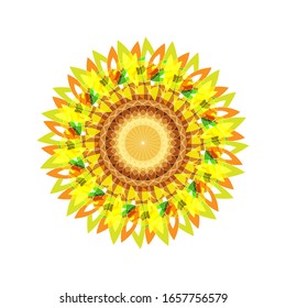 Vektorillustration des Geometrischen Mandala Designs. Konstruktionselement für Kreissornamente. Mandala Blumendekoration.  geeignet für Logo, Symbol oder Symbol usw.