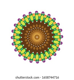 Vektorillustration des Geometrischen Mandala Designs. Konstruktionselement für Kreissornamente. Mandala Blumendekoration.  geeignet für Logo, Symbol oder Symbol usw.