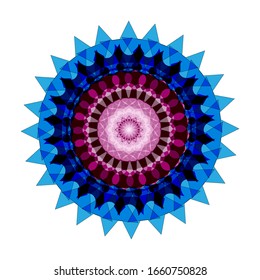 Vektorillustration des Geometrischen Mandala Designs. Schöne, fragmentierte geometrische Kunstform mit abstrakten Formen. Mandala Blumendekoration. geeignet für Logo, Symbol oder Symbol usw.