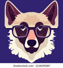 ilustración Gráfica vectorial del pastor alemán que lleva gafas aisladas para afiches, mascotas, imprimir o personalizar su diseño