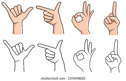 illustration vector graphic of Gesturing hands pose perfect for Communication, talking with emoji for messengers, icons, symbols, etc.