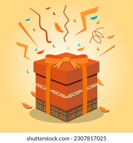 illustration vector graphic of gift box with apache traditional decorative suitable for use on native american day event