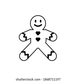 Illustration vector graphic of gingerbread man icon. Concept flat design. Perfect for poster, banner, web, symbol, application, card, template, coverbook, logo, cartoon, etc.