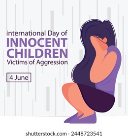illustration vector graphic of girl cries and covers her face, perfect for international day, innocent children, victims of aggression, celebrate, greeting card, etc.