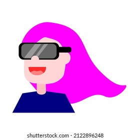 Illustration vector graphic of girl wear vr suitable for futuristic product, game, techonolgy, and metaverse illustration