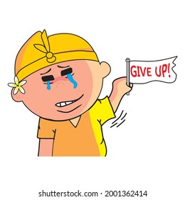 the illustration of vector graphic of give up sticker. Suitable for media social chat. 