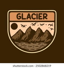 Illustration vector graphic of GLACIER NATIONAL PARK BADGE LOGO for apparel design merchandise, such as logos on product packaging