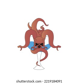 illustration vector graphic of glass octopus  skull perfect for t-shirt design, sticker , etc.
