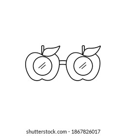 Illustration vector graphic of glasses with apple icon. Concept flat design. Perfect for poster, banner, web, symbol, card, template, coverbook, cartoon, etc.