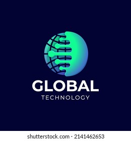 Illustration vector graphic of global technology logo design