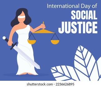 illustration vector graphic of the goddess themis holding a sword and scales, perfect for international day, social justice, celebrate, greeting card, etc.