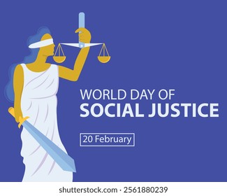 illustration vector graphic of goddess themis with closed eyes, perfect for international day, world day of social justice, celebrate, greeting card, etc.