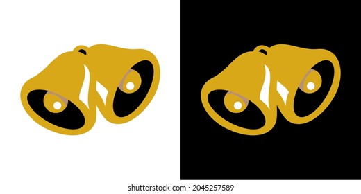 Gráfico vectorial de ilustración del icono de campana dorada.  Ideal para iconos de sonido, mensajes, aplicaciones, etc. Imagen plana simple.
