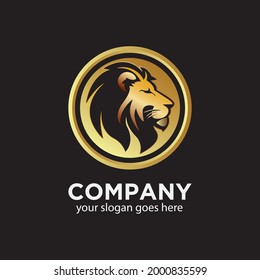 ilustración vectorial gráfico de cabezas de león de oro aisladas en fondo negro, adecuado para la inversión, logotipo financiero