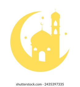 Illustration Vektor-Grafik von Gold-Moschee und Mond perfekt für Ramadan-Ikone