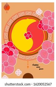 illustration vector graphic of gold mouse to form yin and yang, good for chinese new year celebration