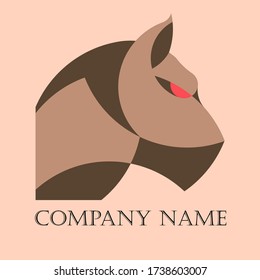 Illustration vector graphic golden ratio design of puma lion head isolated brown colour. Perfect for logo your company and mascot of gamers