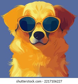 illustration Vector graphic of golden retriever wearing sunglasses isolated good for icon, mascot, print or customize your design