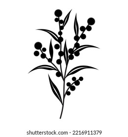 ilustración vectorial de la flor de wattle dorada en fondo blanco. Perfecto para icono, símbolo, tatuaje, impresión de pantalla, etc.