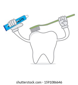 illustration vector graphic of good teeth with toothbrush and toothpaste