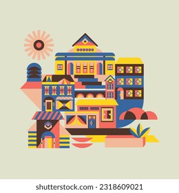 illustration vector graphic of government area perfect for design with government buildings