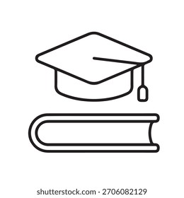 Ilustração vetor gráfico de Boné de Graduação no Livro