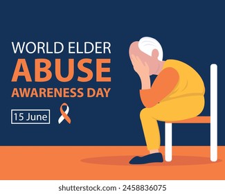 illustration vector graphic of a grandfather was sitting depressed, perfect for international day, world elder abuse awareness day, celebrate, greeting card, etc.