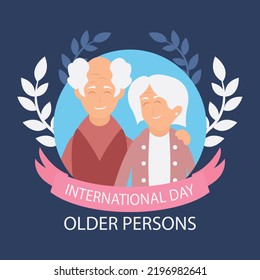 illustration vector graphic of grandpa and grandma inside circle frame, perfect for international day older persons, celebrate, greeting card, etc.