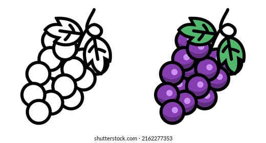 Ilustración Vector Gráfico de frutas de uva, ícono de alimentos