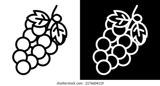 Ilustración Vector Gráfico de frutas de uva, ícono de alimentos