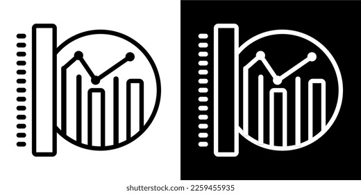 Ilustración Gráfica vectorial de Gráficos, Negocios, Icono de Gráfico. Línea negra. Línea blanca