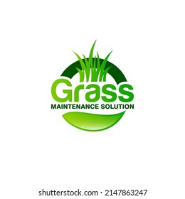 Illustration vector graphic of grass, lawn care, landscape concept logo design template
 