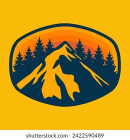 Illustration, Vektorgrafik DES GRÖSSTEN BERGS für Bekleidungsdesign-Handelsartikel, wie Logos auf Produktverpackungen