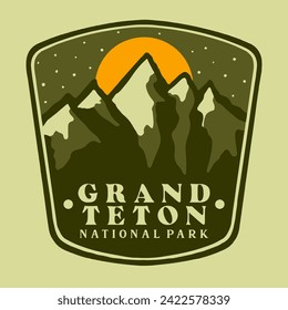 Illustration vector graphic of GREAT OUTDOORS OF GREEN TETON NATIONAL PARK for apparel design merchandise, such as logos on product packaging