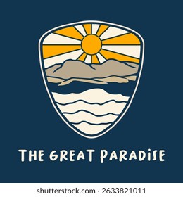 Illustration vector graphic of  THE GREAT PARADISE DESIGN VECTOR ILLUSTRATION for apparel design merchandise, such as logos on product packaging