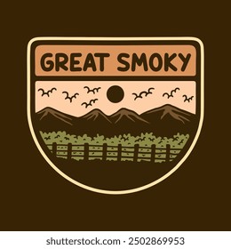 Illustration vector graphic of GREAT SMOKY NATIONAL PARK BADGE LOGO for apparel design merchandise, such as logos on product packaging