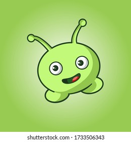 Illustration Vector Graphic of green alien mascot. Perfect For Mascot Product, Sticker, Walpaper, kids product, commercial product etc.