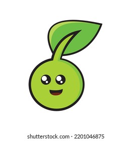 illustration vector graphic of green apple cartoon character.